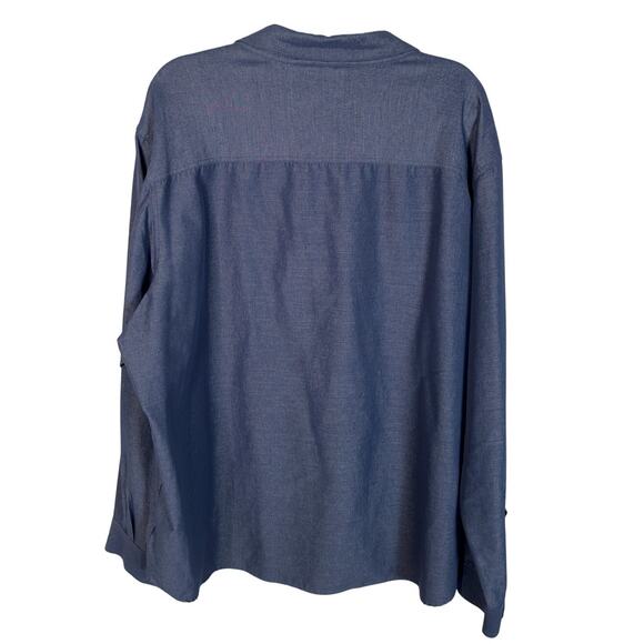 Columbia Mens XXL Omni Wick Button Down Long Sleeve Rip Stop Shirt Navy Blue EUC - Picture 2 of 8